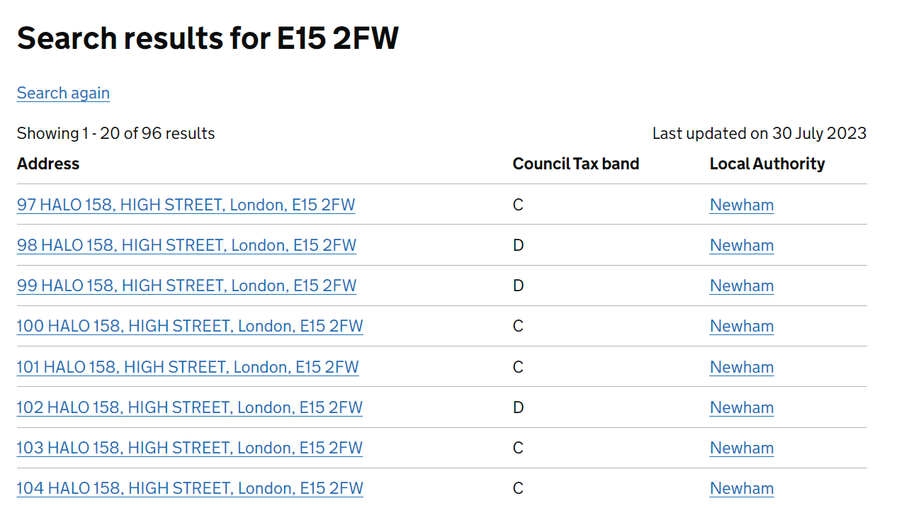 Government council tax search