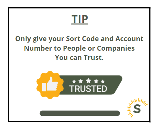 is it safe to share your sort code and account number tip 1